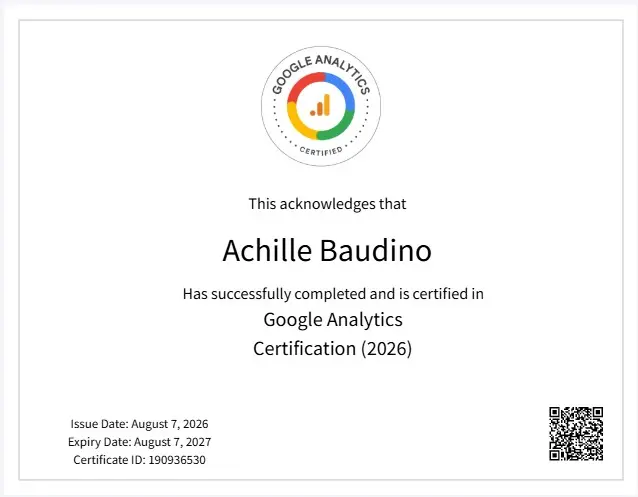 Certificazione Google Analytics 2026
