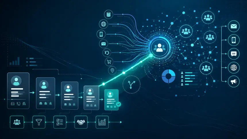 Confronto tra CRM e Customer Data Platform con flussi e integrazione dei dati